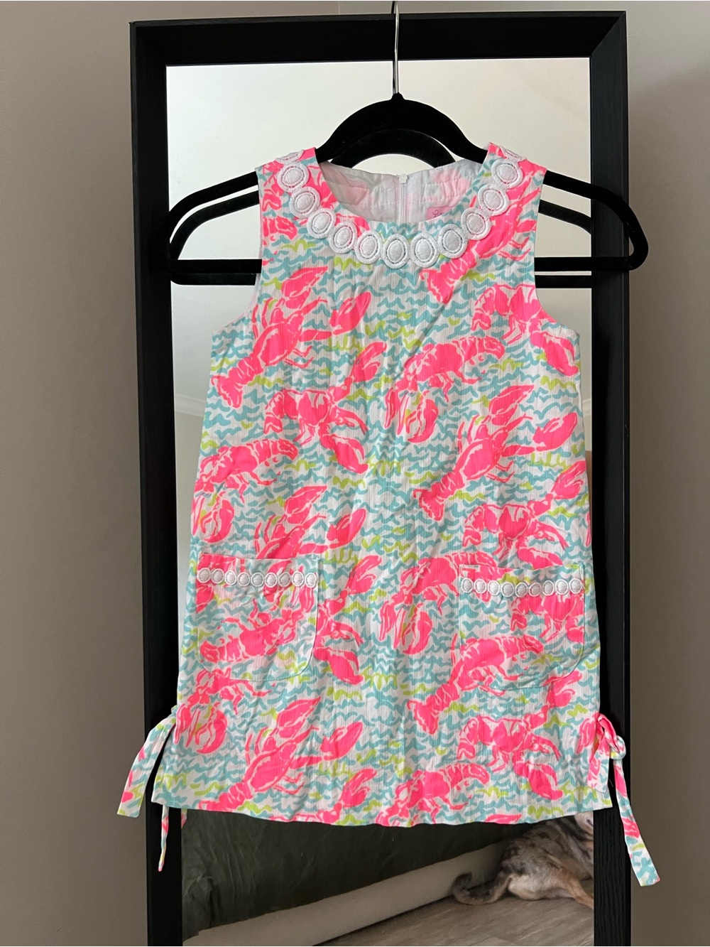 Lilly Pulitzer Pink Lobster Print Sleeveless Shift Dress Girls Size 7